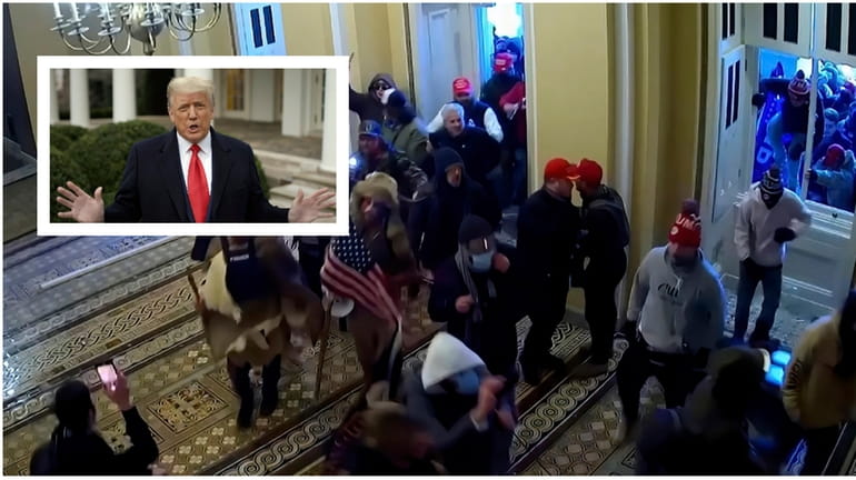 Rioters break into the U.S. Capitol on Jan. 6, 2021,...