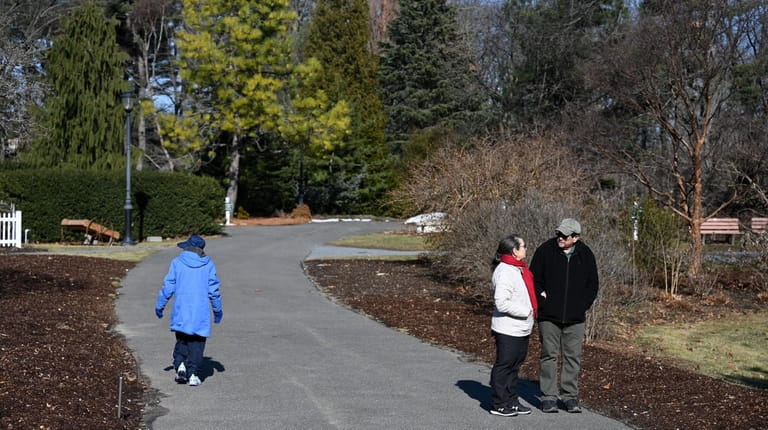 Visitors enjoy a winter stroll at Clark Botanic Garden.