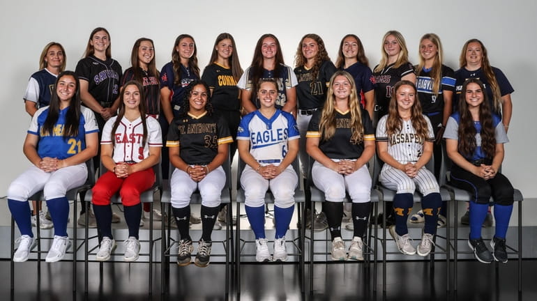 Newsday's All-Long Island softball team for 2023. Front row, from...