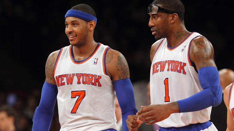 Carmelo Anthony, left, and Amar'e Stoudemire of the New York...