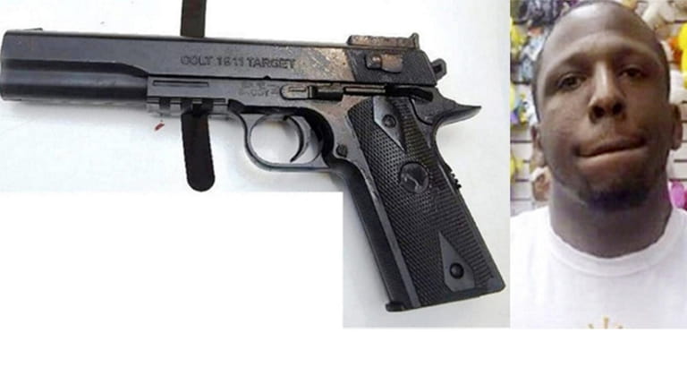 The NYPD released this image Thursday of the imitation gun...