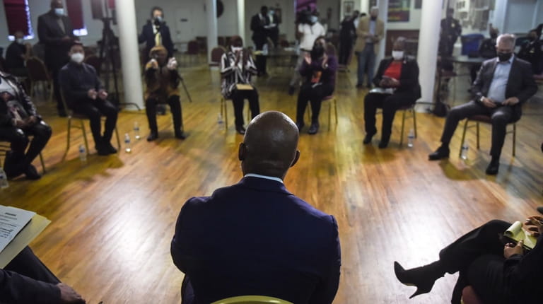 Mayor Eric Adams holds a roundtable on gun violence at Our...
