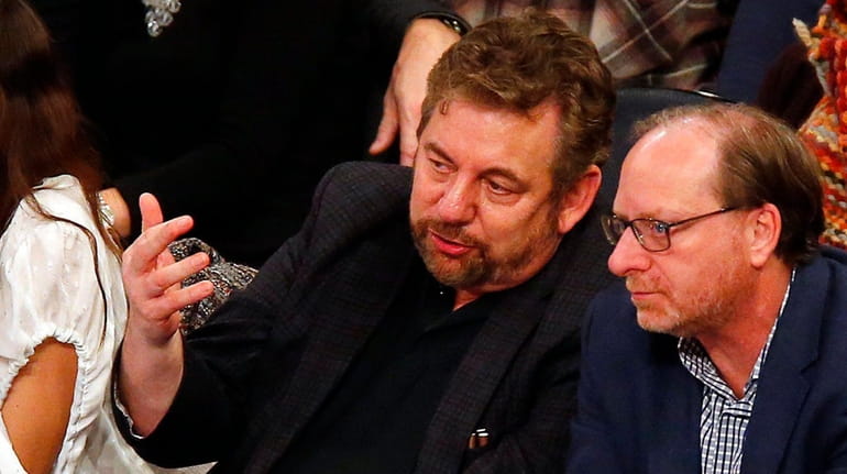 New York Knicks owner James Dolan watches his team play...