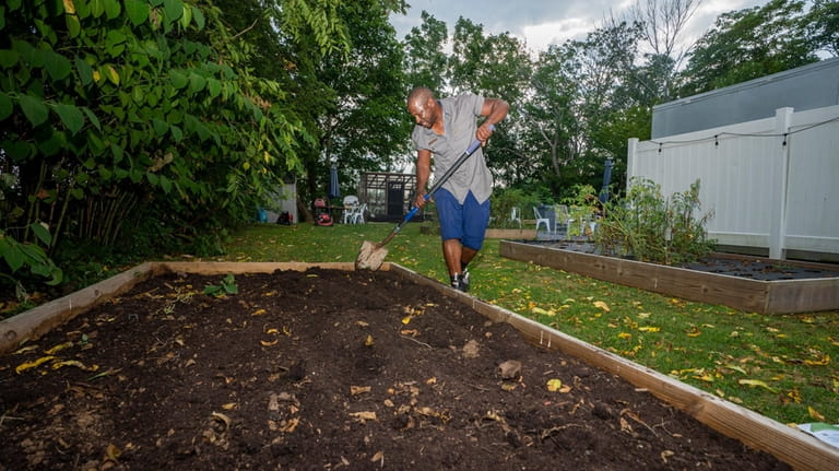 Jermaine Owens adds fish and kelp compost to his Southold...