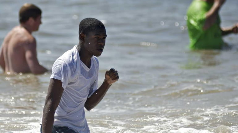 Jordan Berry, 13, of Lake Ronkonkoma, enjoys his first time...