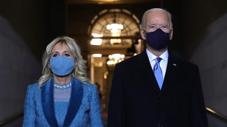 U.S. President-elect Joe Biden and Jill Biden arrive at his...