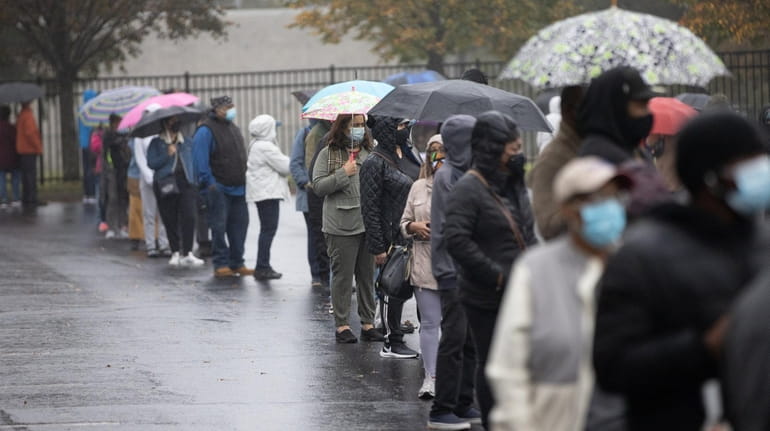 Voters turn out for early voting despite the rainy weather...