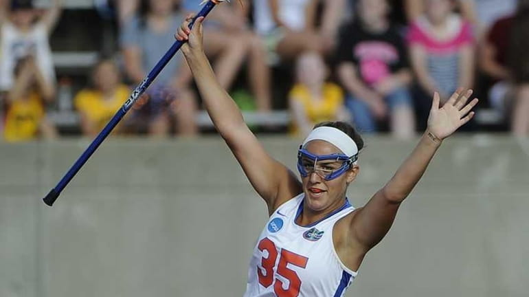 Florida attacker Gabi Wiegand reacts after scoring against Syracuse in...