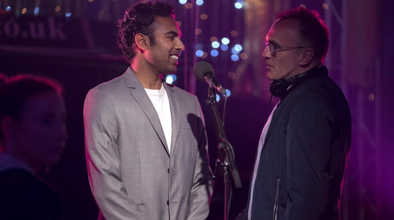 Himesh Patel, left, and director Danny Boyle on the set...