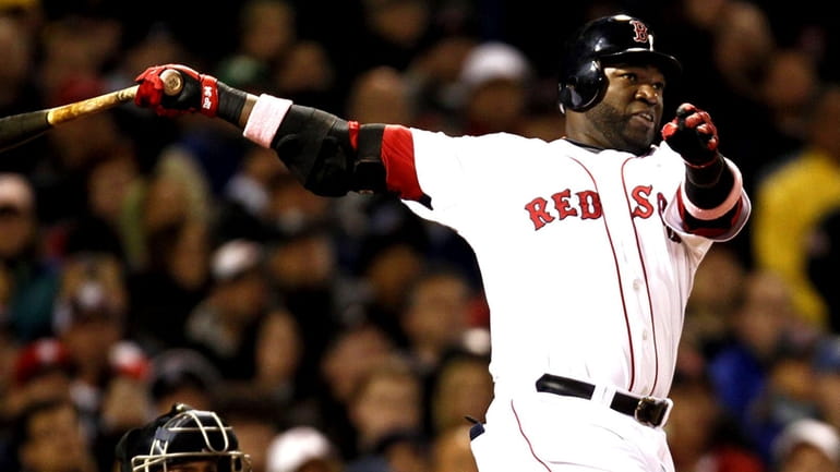 David Ortiz connects on an RBI double against the Yankees...