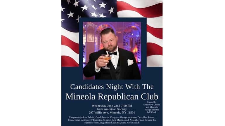 The flyer for the Mineola Republican Club's candidates night features Kevin...