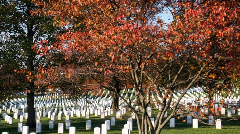 Arlington National Cemetery seen before a procession honoring the centennial anniversary...