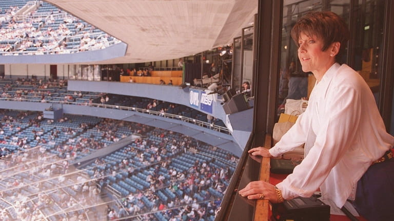 Suzyn Waldman of WFAN at Yankee Stadium in the mid-1990s.