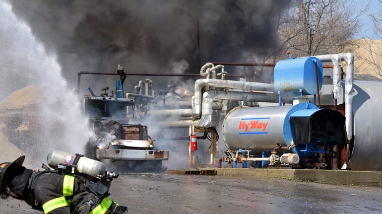 A tanker truck holding 15,000 gallons of liquid asphalt exploded...