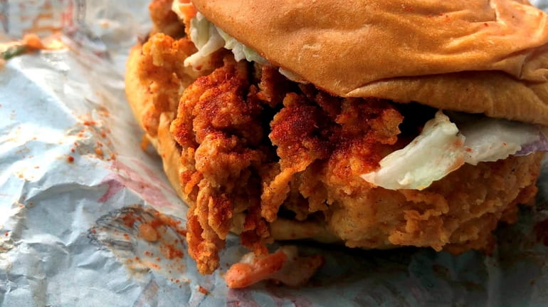 The 'OG' Nashville-style hot chicken sandwich at Kick'n Chicken, which...