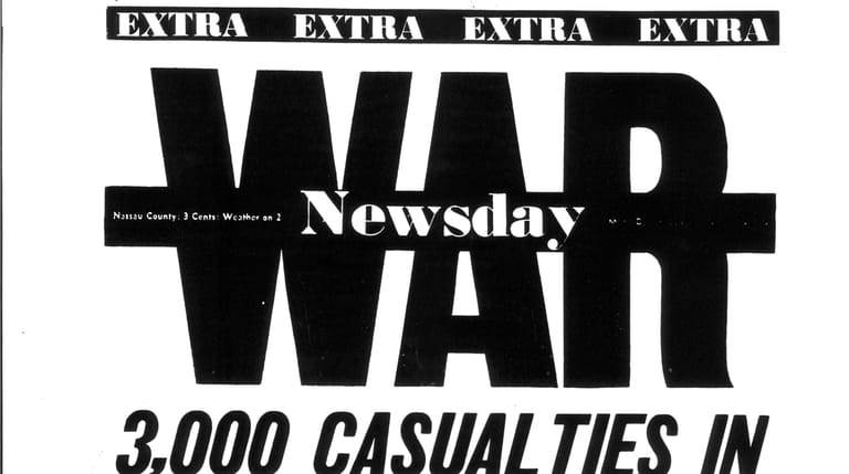 Cover of Newsday extra published on Dec. 8, 1941. Headline:...