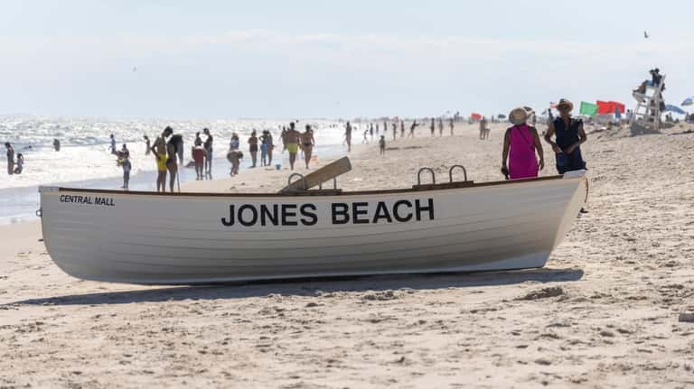 Beach goers hit the shore at Jones Beach on Wednesday.