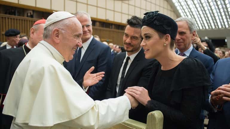 Pope Francis meets with Orlando Bloom and Katy Perry at...