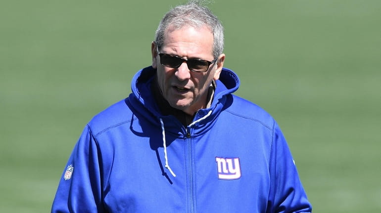 Giants general manager Dave Gettleman at voluntary minicamp on April...