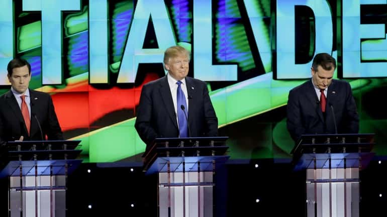 From left, Sen. Marco Rubio (R-Fla.), businessman Donald Trump and...