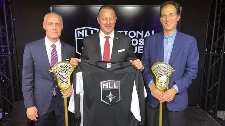 From left, Brett Yormark, CEO of BSE Global, National Lacrosse...