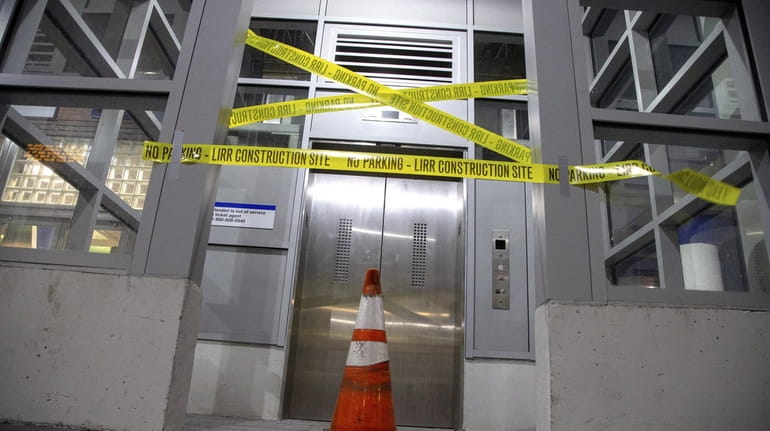A view of the elevator where 12 trapped people were...