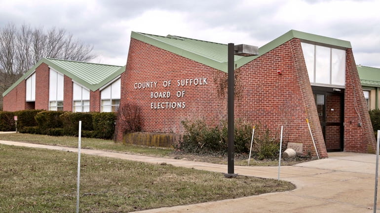 The Suffolk County Board of Elections building in Yaphank is...