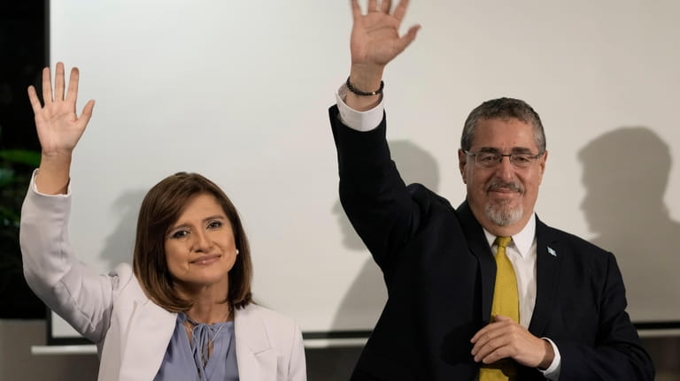Presidential candidate Bernardo Arevalo and his running mate Karin Herrera...