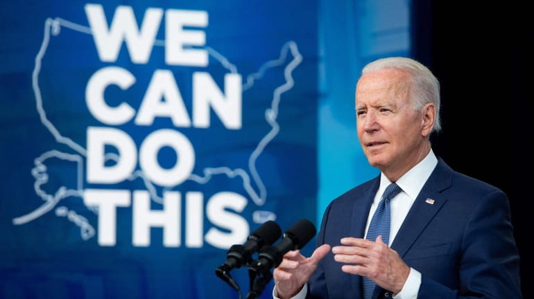 President Joe Biden urges Americans to get vaccinated in remarks...