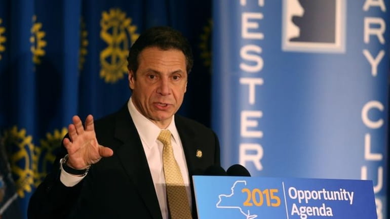 Gov. Andrew Cuomo address a group during a Rotary luncheon...