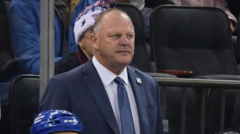 Rangers head coach Gerard Gallant looks on against the Nashville...