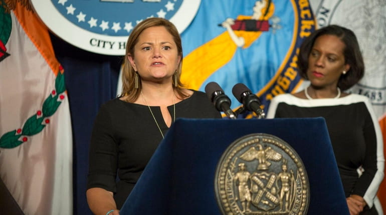 NYC Council Speaker Melissa Mark-Viverito talks at City Hall, on...