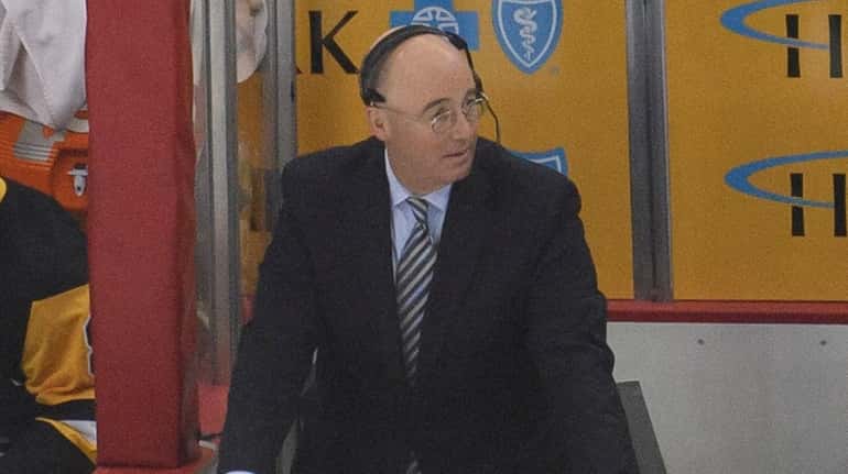 NBC Sports hockey analyst Pierre McGuire during an Islanders-Penguins game...