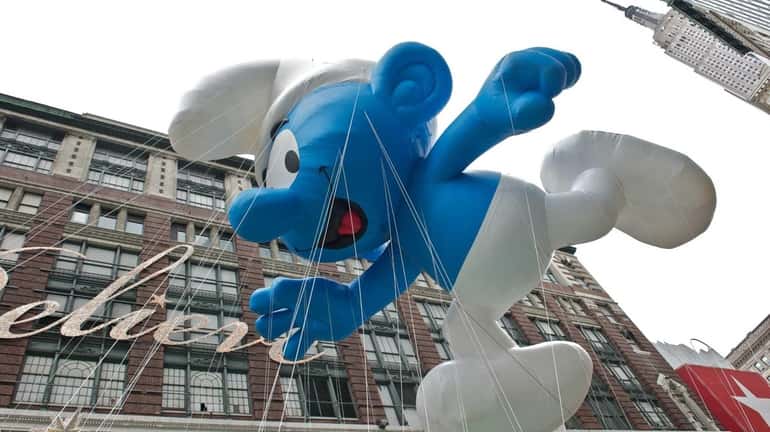 The popular Smurf balloon in the Macy's Thanksgiving Day Parade.