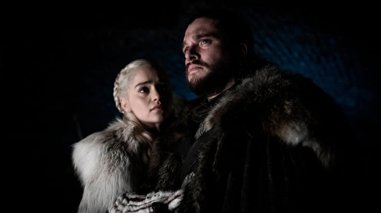 Emilia Clarke and Kit Harington appear in a scene from...
