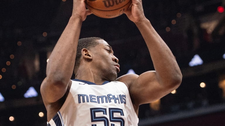 Memphis Grizzlies' Trey Jemison (55) grabs a rebound during the...