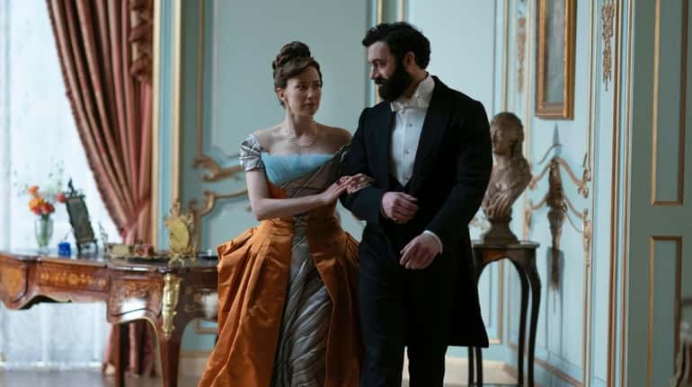 Carrie Coon, Morgan Spector in HBO's "The Gilded Age."