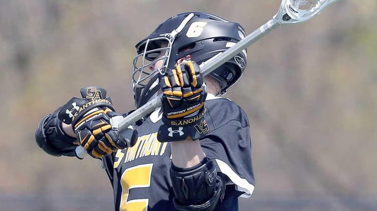 St. Anthony's Jared Nugent scores during a non-league boys lacrosse...