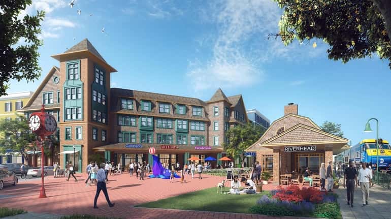 A rendering of the proposed transit-oriented development project near the Riverhead...