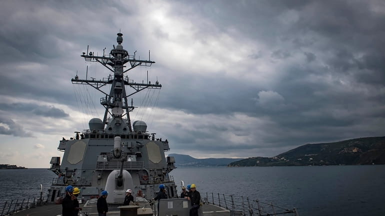 This Nov. 12, 2018 photo shows The USS Carney in...
