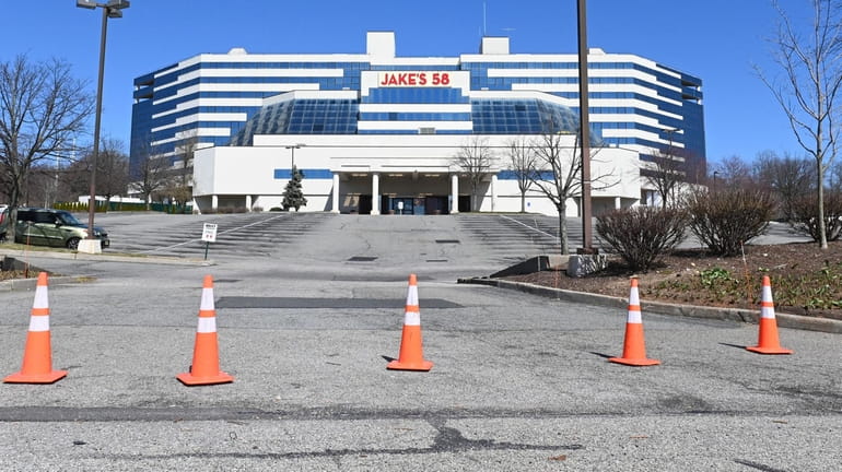 An empty parking and closed Jake's 58 casino in Islandia on March 15.