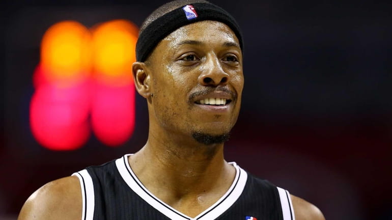 Paul Pierce looks on during a game against the Charlotte...