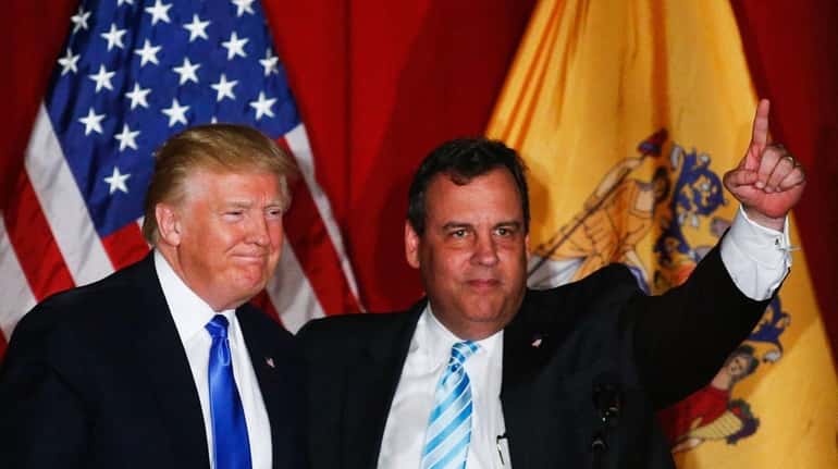 Donald Trump and Chris Christie appear at a fundraiser in...