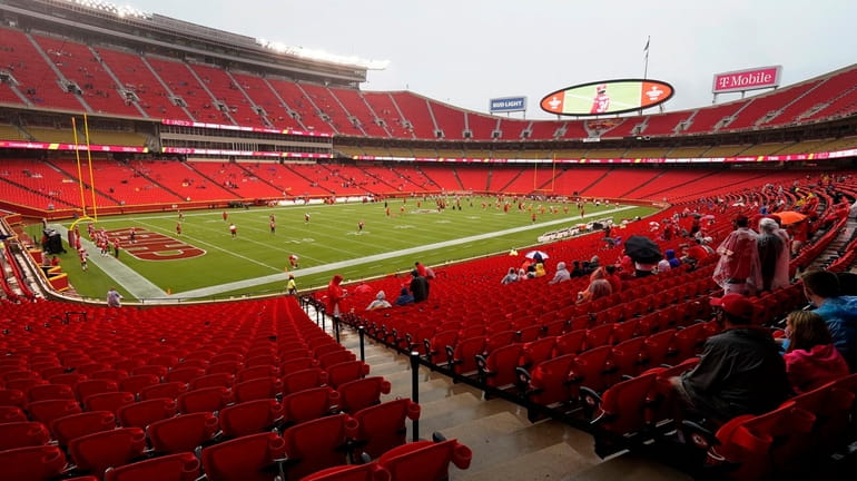 Fans watch Kansas City during NFL football training camp Saturday,...