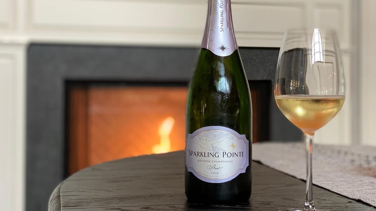 A fireside view from the tasting room at Sparkling Pointe...