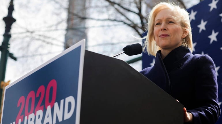 Sen. Kirsten Gillibrand, above, at her presidential campaign kickoff in March,...