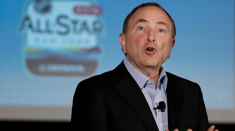 NHL Commissioner Gary Bettman speaks at a news conference in...