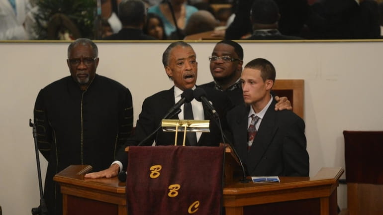 Reverend Al Sharpton introduces Ramsey Orta, the man who recorded...