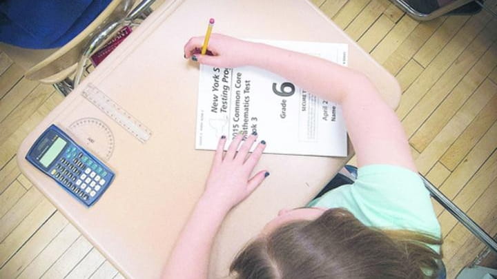 A student prepares to start a Common Core mathematics test...
