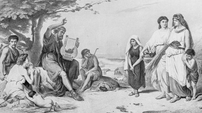 Antique illustration of Homer reciting the Iliad. We shouldn't yield ancient literature...